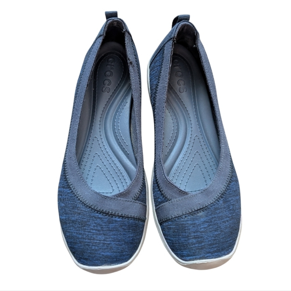 Crocs Busy Day Ballet Flats Women 9 Blue Slip On Stretch - Picture 4 of 13